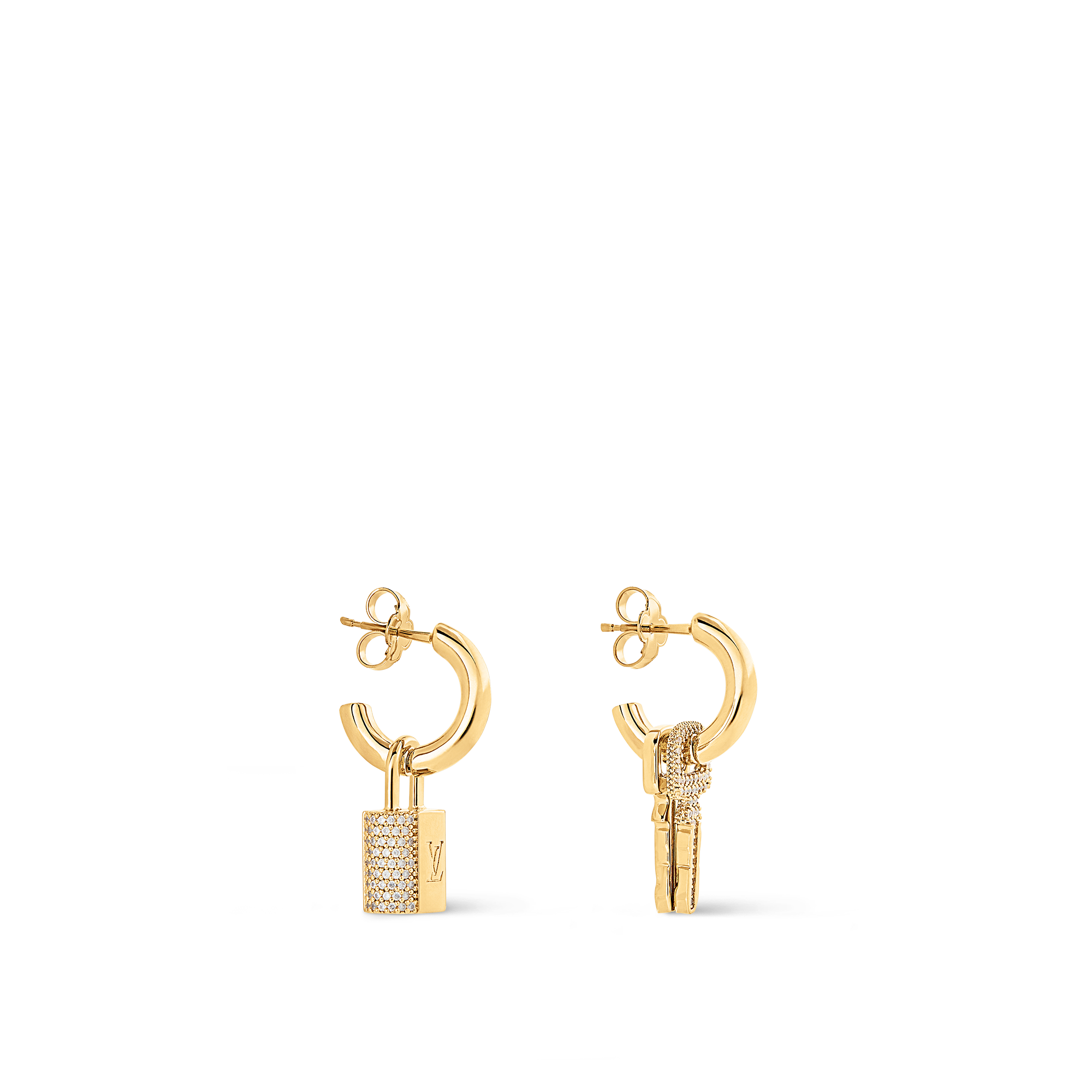 Lv Lock key cheapest asymmetrical earrings